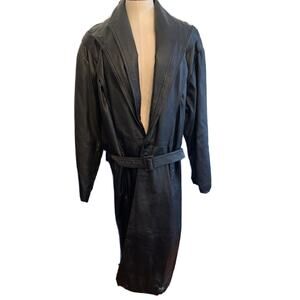 Medium Pelle Moda Women's Vintage 49" Long Leather Insulated Overcoat Belted